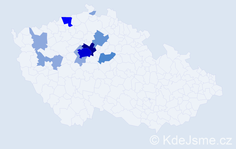 Příjmení: 'Kruška', počet výskytů 35 v celé ČR