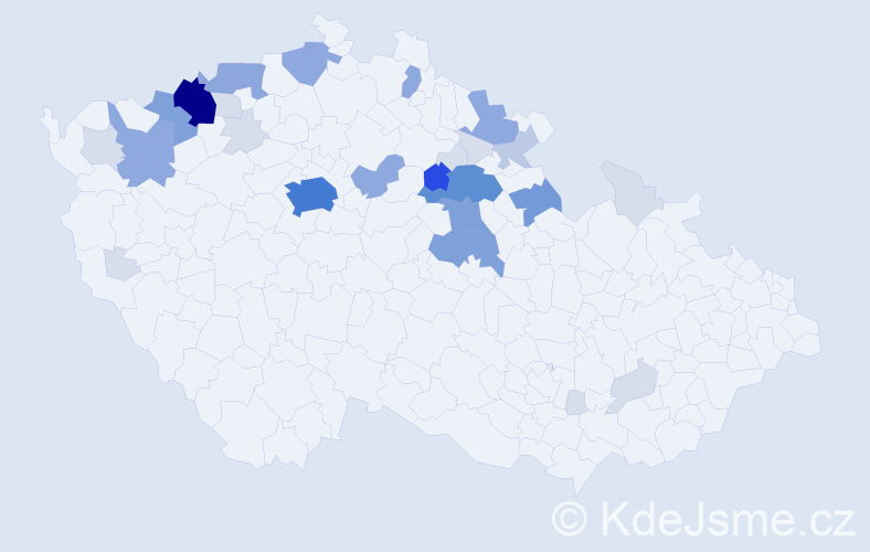 Příjmení: 'Leden', počet výskytů 107 v celé ČR