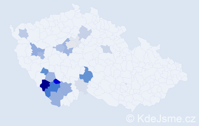 Příjmení: 'Bláhovec', počet výskytů 80 v celé ČR