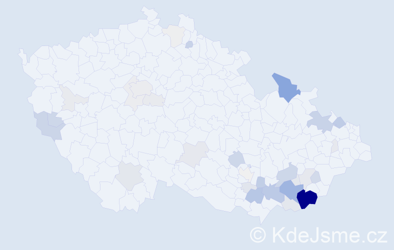 Příjmení: 'Halodová', počet výskytů 134 v celé ČR