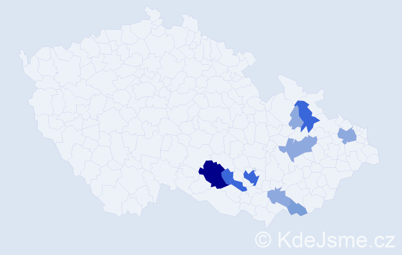 Příjmení: 'Stonáček', počet výskytů 29 v celé ČR