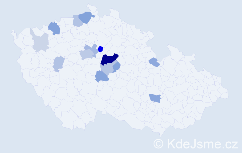 Příjmení: 'Kolovecká', počet výskytů 45 v celé ČR