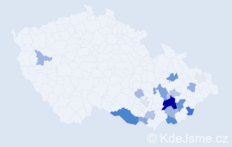 Příjmení: 'Vodica', počet výskytů 68 v celé ČR