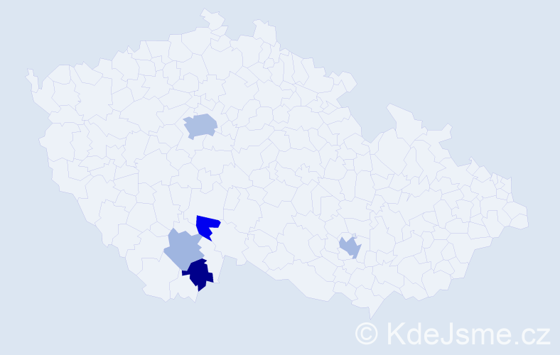 Příjmení: 'Differenc', počet výskytů 10 v celé ČR