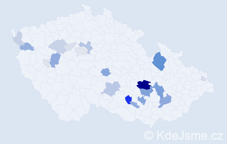 Příjmení: 'Cveček', počet výskytů 61 v celé ČR