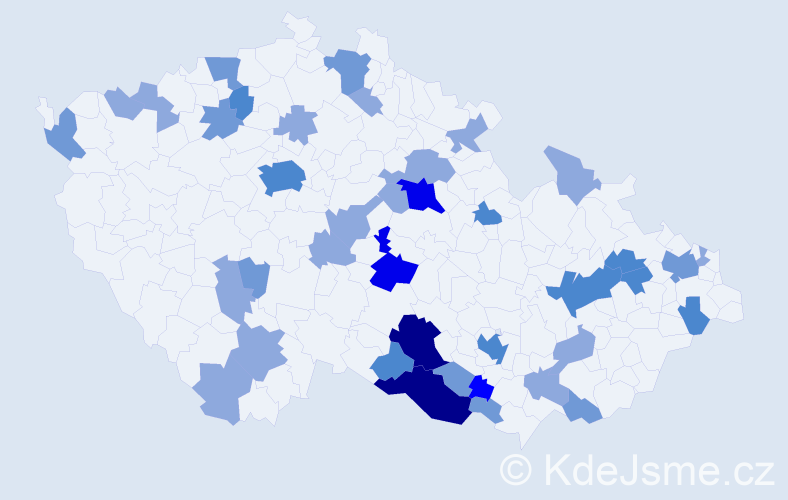 Příjmení: 'Zelenák', počet výskytů 87 v celé ČR