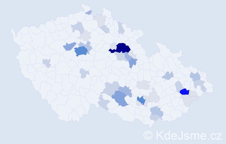 Příjmení: 'Sovák', počet výskytů 138 v celé ČR