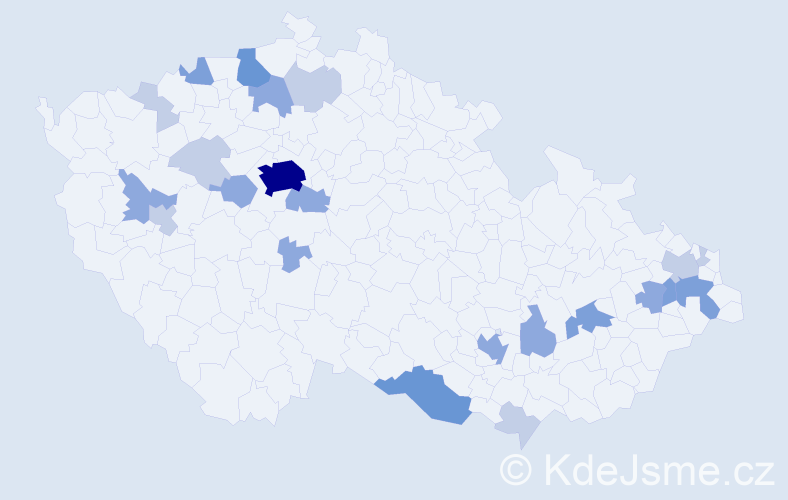Příjmení: 'Pekar', počet výskytů 54 v celé ČR