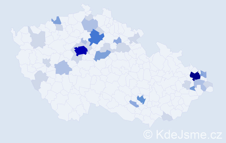 Příjmení: 'Klimo', počet výskytů 91 v celé ČR