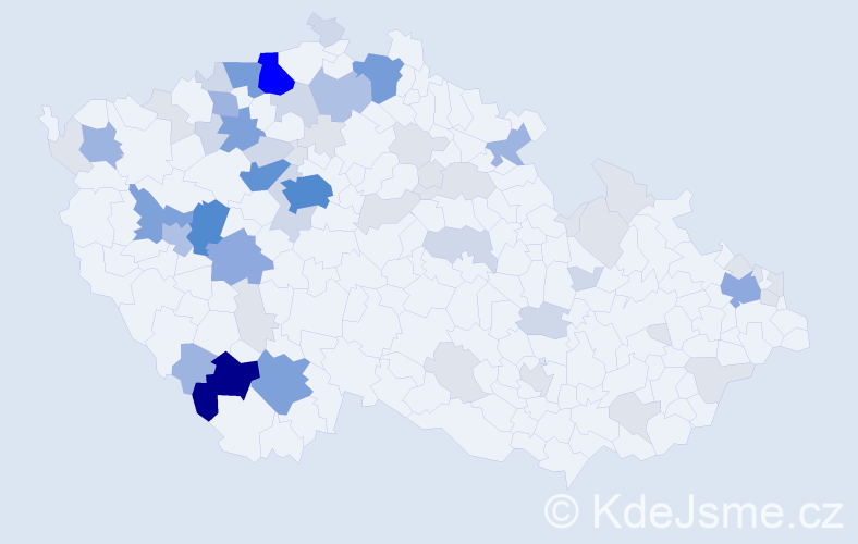 Příjmení: 'Bihary', počet výskytů 215 v celé ČR