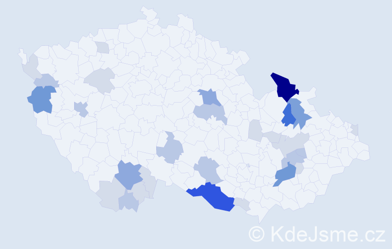 Příjmení: 'Maňurová', počet výskytů 90 v celé ČR