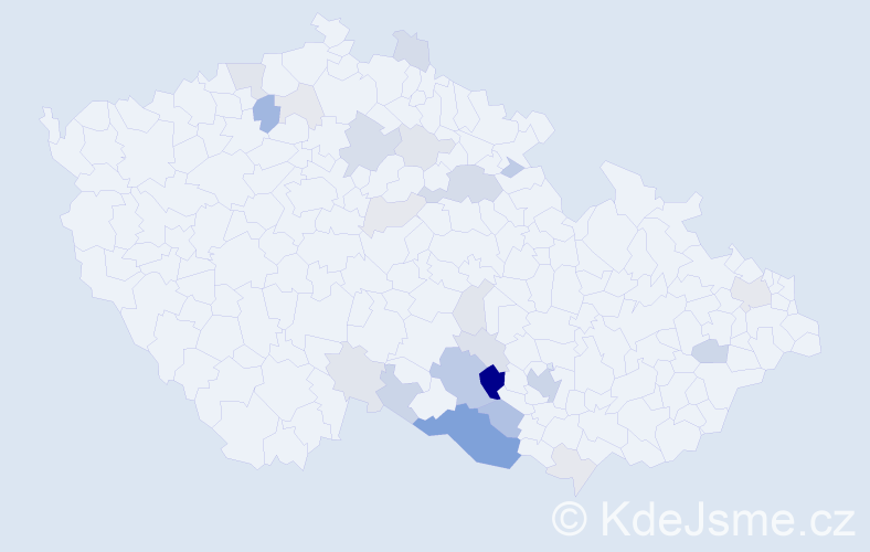 Příjmení: 'Šulerová', počet výskytů 69 v celé ČR