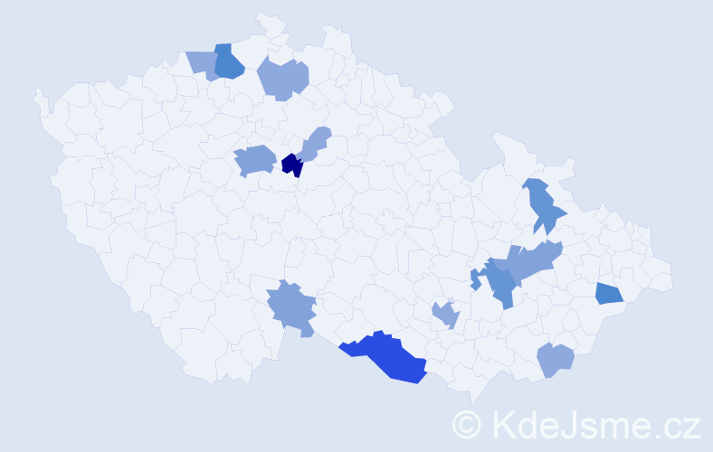Příjmení: 'Urda', počet výskytů 38 v celé ČR