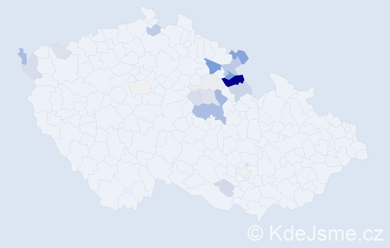 Příjmení: 'Prázová', počet výskytů 59 v celé ČR