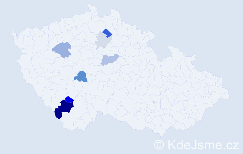 Příjmení: 'Tremmel', počet výskytů 18 v celé ČR