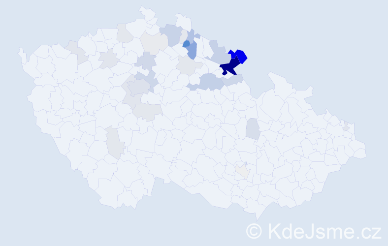Příjmení: 'Čejchan', počet výskytů 123 v celé ČR
