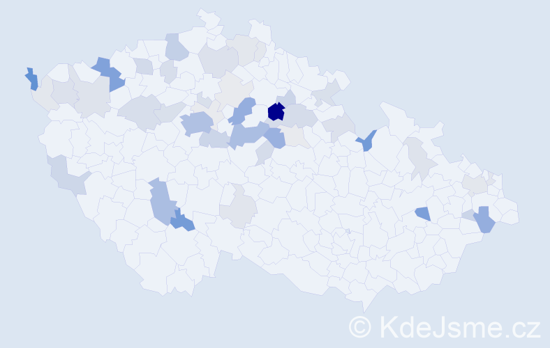 Příjmení: 'Telváková', počet výskytů 167 v celé ČR