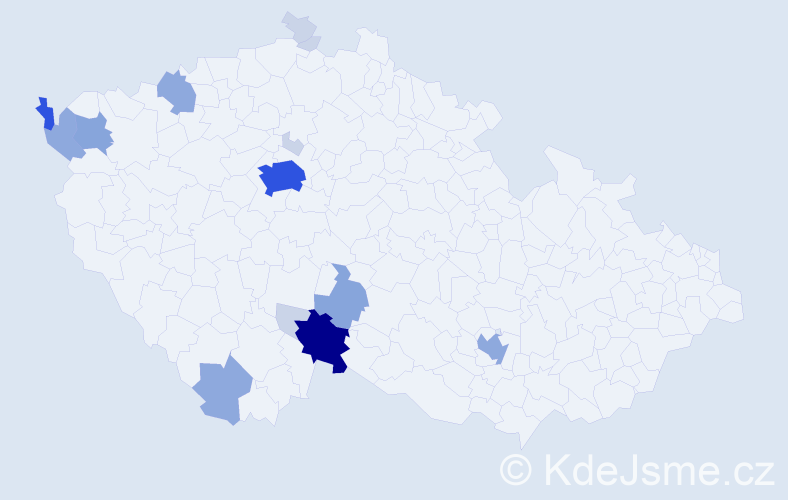 Příjmení: 'Hryzák', počet výskytů 47 v celé ČR