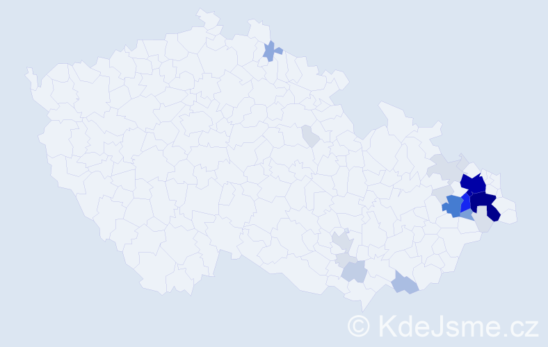 Příjmení: 'Prašivková', počet výskytů 89 v celé ČR