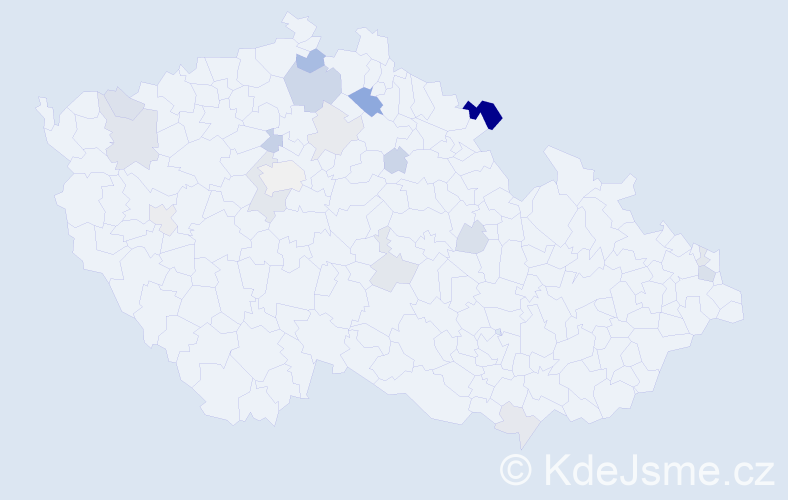 Příjmení: 'Cagáň', počet výskytů 43 v celé ČR