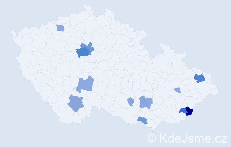 Příjmení: 'Ivanišová', počet výskytů 40 v celé ČR