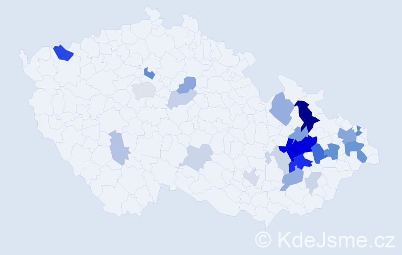 Příjmení: 'Záchová', počet výskytů 72 v celé ČR