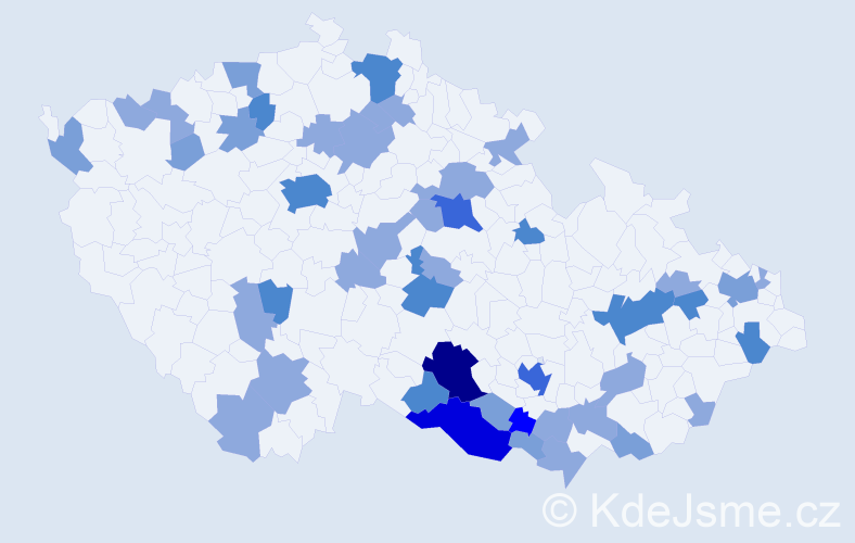Příjmení: 'Zelenák', počet výskytů 94 v celé ČR