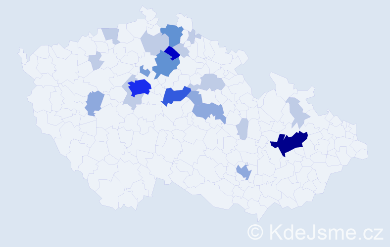 Příjmení: 'Kalva', počet výskytů 60 v celé ČR