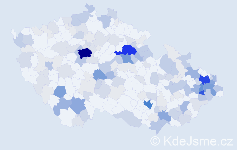 Příjmení: 'Veselka', počet výskytů 614 v celé ČR