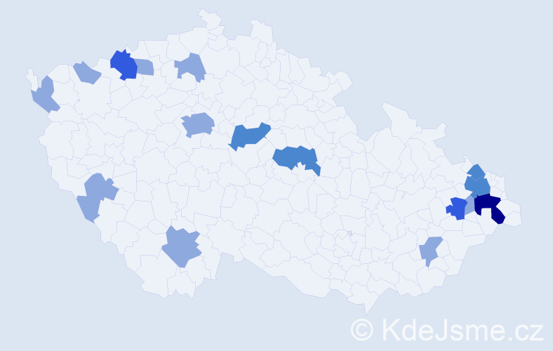 Příjmení: 'Modrovičová', počet výskytů 28 v celé ČR