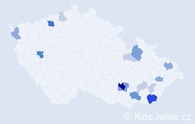 Příjmení: 'Mikliš', počet výskytů 50 v celé ČR