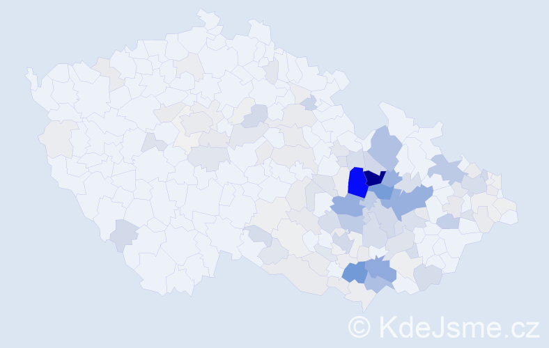 Příjmení: 'Vykydal', počet výskytů 650 v celé ČR