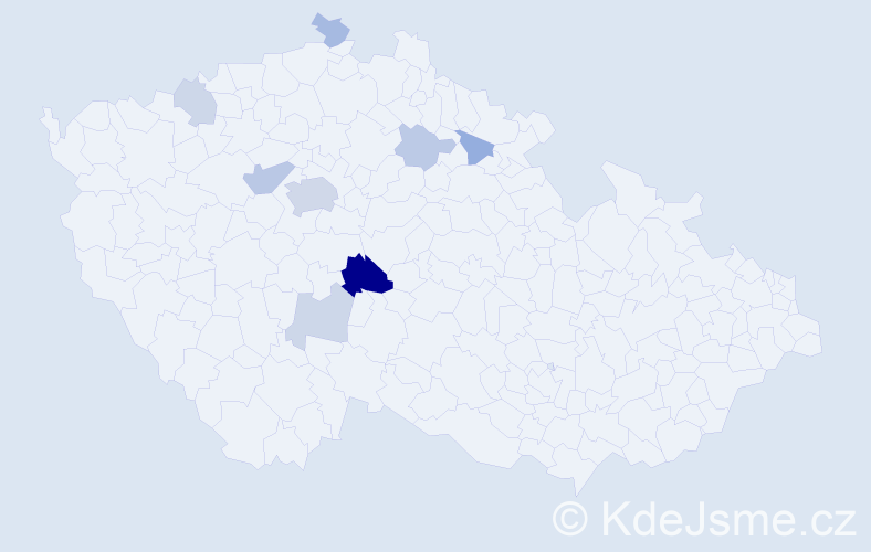 Příjmení: 'Lažanová', počet výskytů 21 v celé ČR