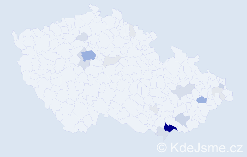 Příjmení: 'Bílík', počet výskytů 72 v celé ČR