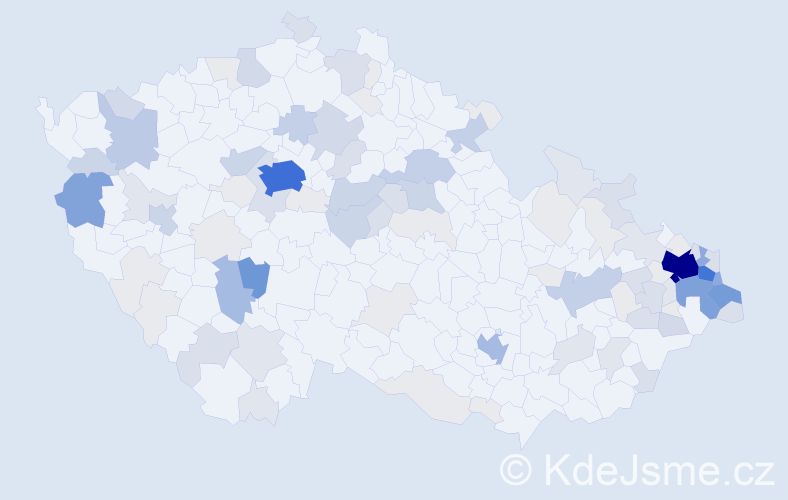 Příjmení: 'Bolek', počet výskytů 423 v celé ČR