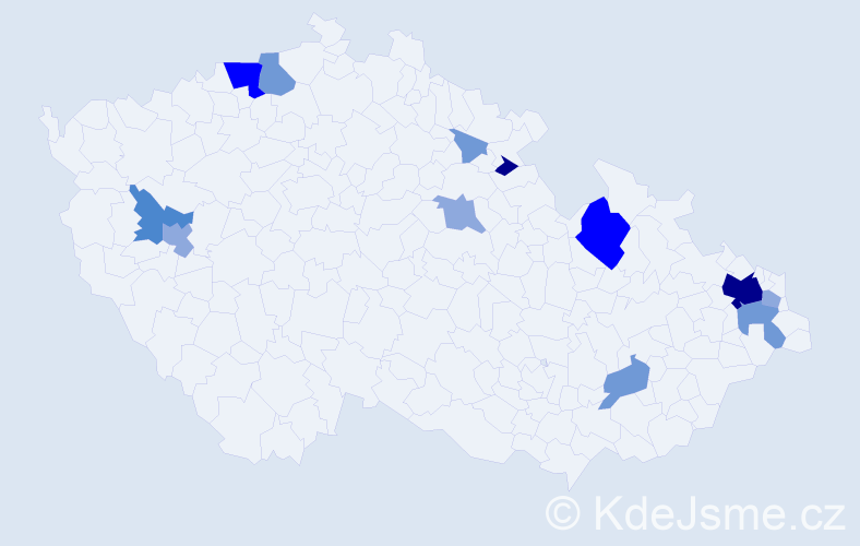 Příjmení: 'Kufel', počet výskytů 34 v celé ČR