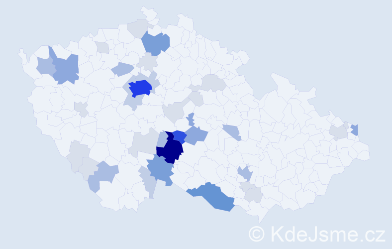 Příjmení: 'Dalíková', počet výskytů 118 v celé ČR