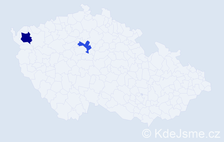 Příjmení: 'Hubaty', počet výskytů 5 v celé ČR