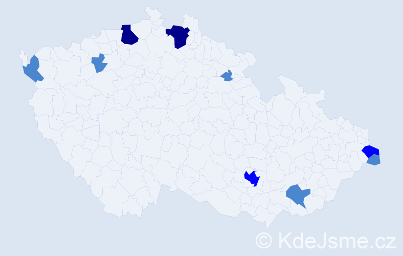Příjmení: 'Dam', počet výskytů 15 v celé ČR