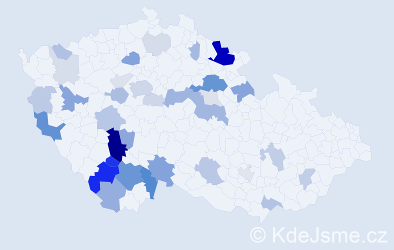 Příjmení: 'Sobolík', počet výskytů 117 v celé ČR