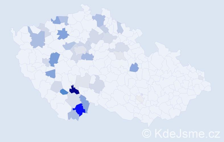 Příjmení: 'Vitoušková', počet výskytů 82 v celé ČR