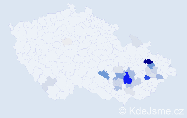 Příjmení: 'Michlíček', počet výskytů 89 v celé ČR