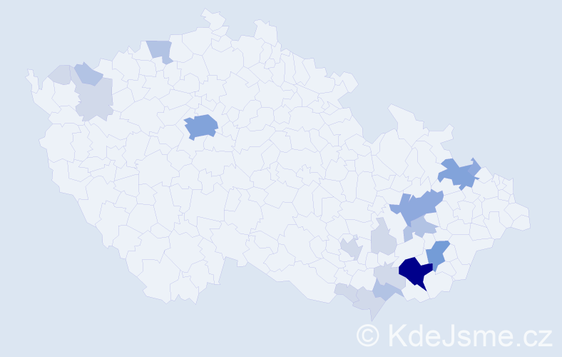 Příjmení: 'Havalová', počet výskytů 50 v celé ČR