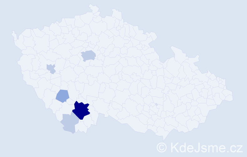 Příjmení: 'Krigarová', počet výskytů 15 v celé ČR