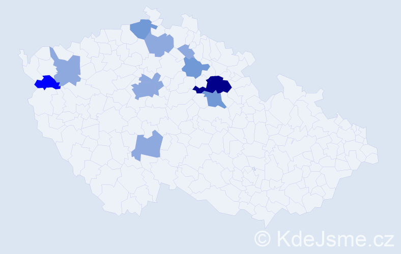 Příjmení: 'Mydloch', počet výskytů 22 v celé ČR