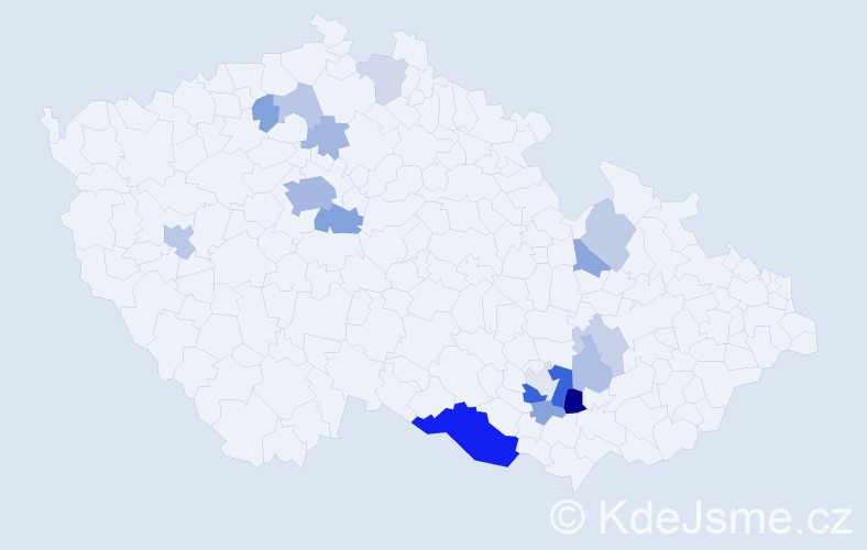 Příjmení: 'Sytar', počet výskytů 45 v celé ČR