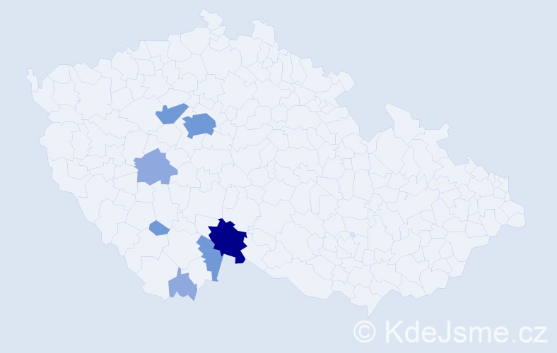Příjmení: 'Urajová', počet výskytů 16 v celé ČR