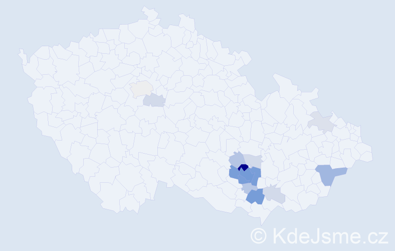 Příjmení: 'Pavloušková', počet výskytů 47 v celé ČR