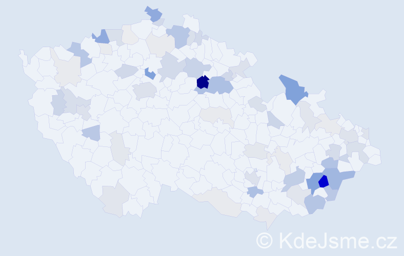 Příjmení: 'Bajza', počet výskytů 202 v celé ČR