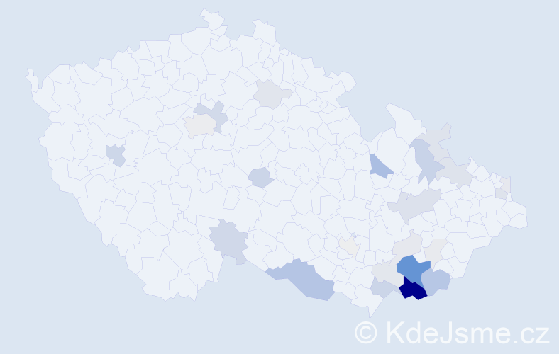 Příjmení: 'Těthal', počet výskytů 93 v celé ČR